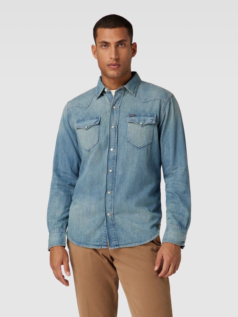 Regular Fit Jeanshemd mit Brusttaschen Modell 'ICON' in jeans