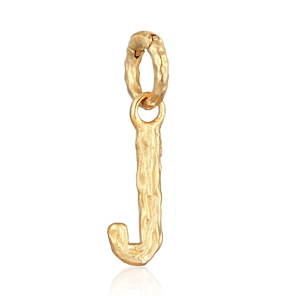 Elli Elli Pendentif Femmes Lettre J Look Organique en argent sterling 925 plaqué or Pendentif