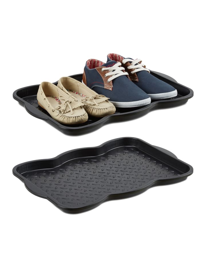 relaxdays 2x Schuhabtropfschale in Schwarz - (B)50 x (H)3 x (T)38 cm günstig kaufen onesize