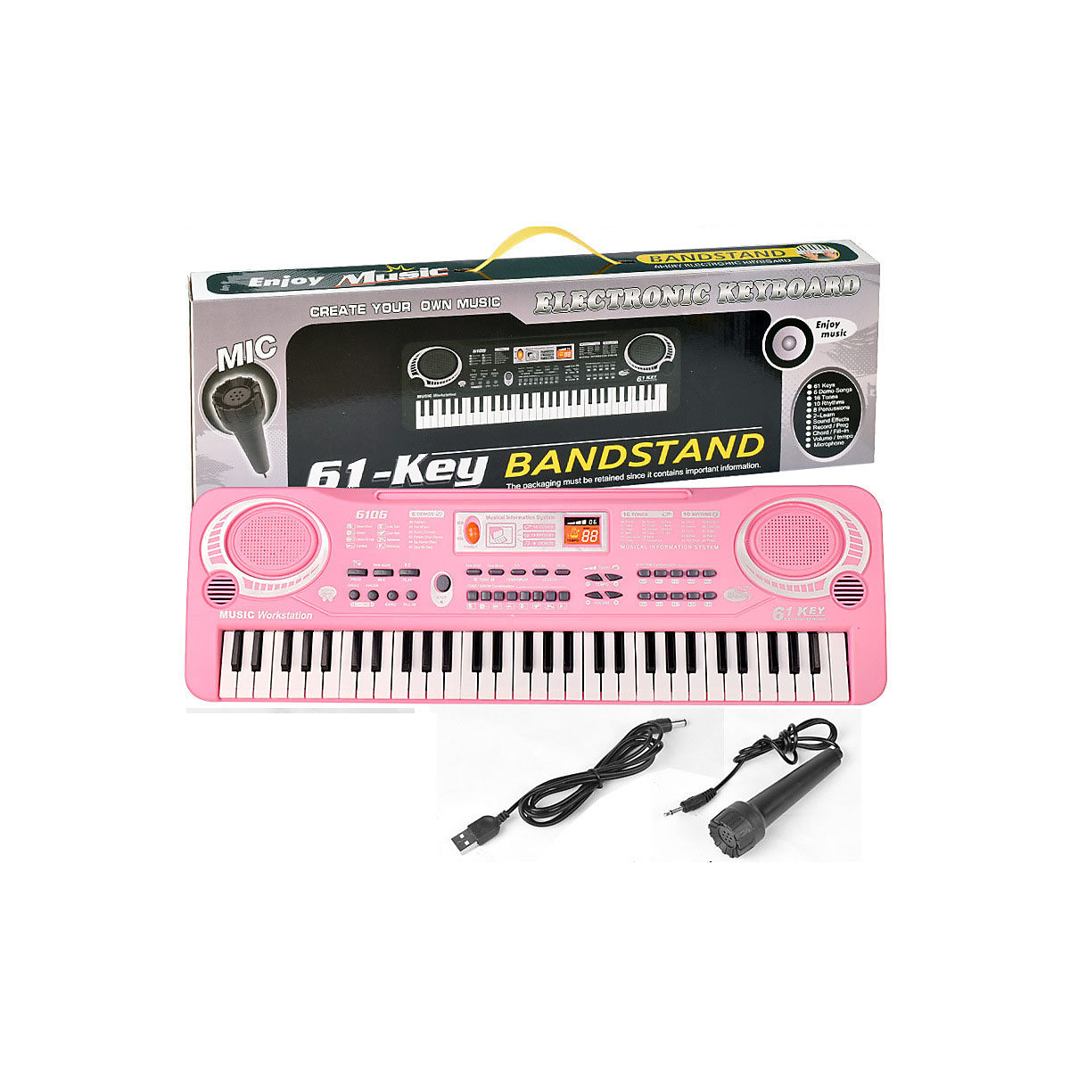 Elektronisches Klavier 61 Tasten multifunktionales Kinderspielzeug Pädagogisches Musikinstrumentenset Mikrofon Klavier