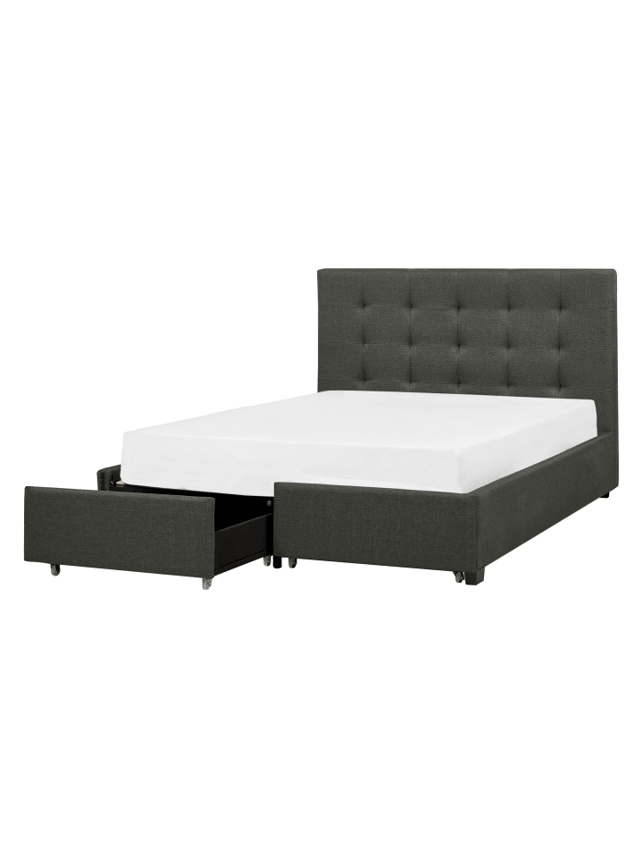 Beliani Doppelbett LA ROCHELLE in Grau/Schwarz - (W) 153 x (H) 109 x (L) 213 cm günstig kaufen onesize