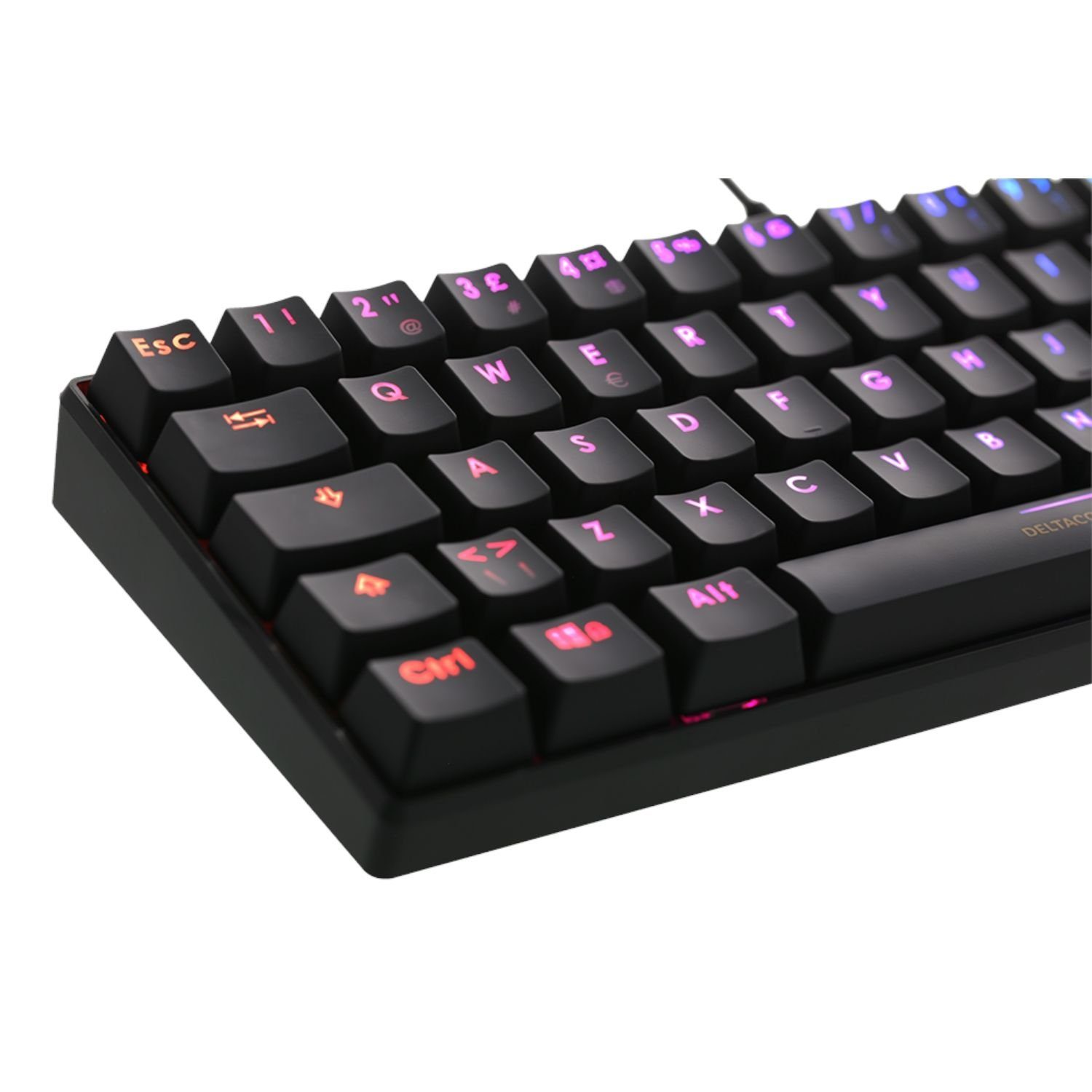 DELTACO Mechanische Mini Gaming Tastatur GAM-075-D Gaming-Tastatur (RGB-LED-Beleuchtung, 100% Anti-Ghosting N-Key-Rollover, Farbe schwarz)