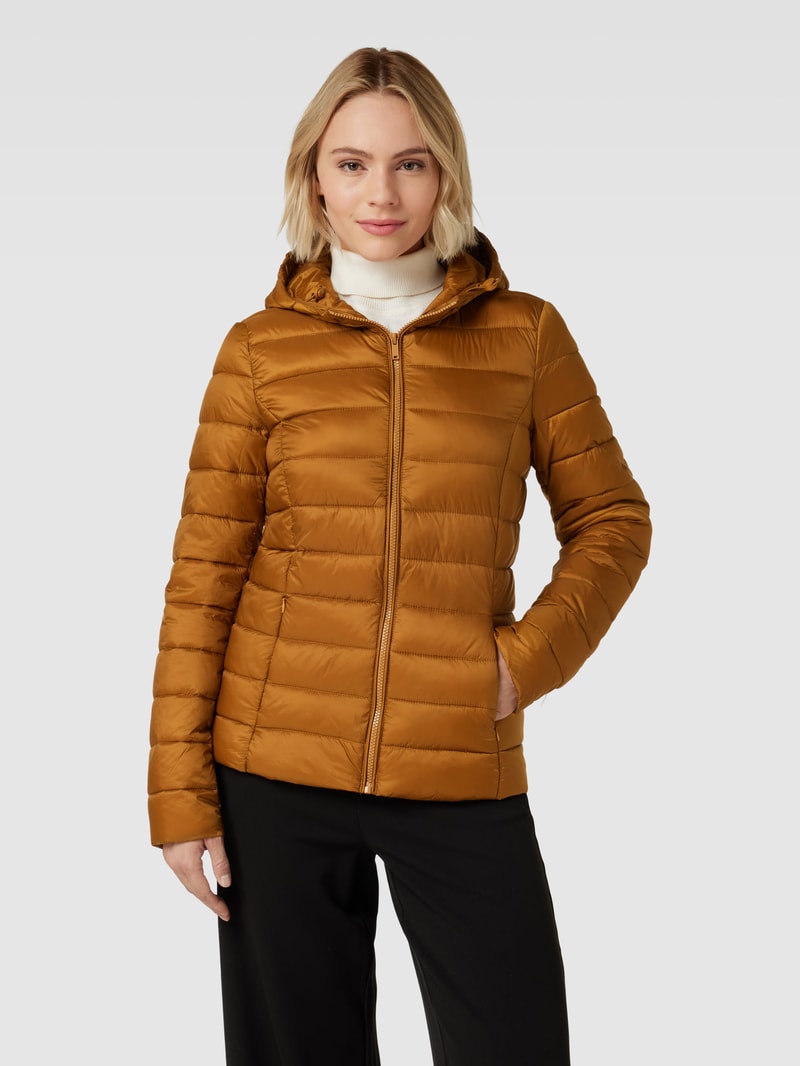 Steppjacke mit Kapuze in senfgelb