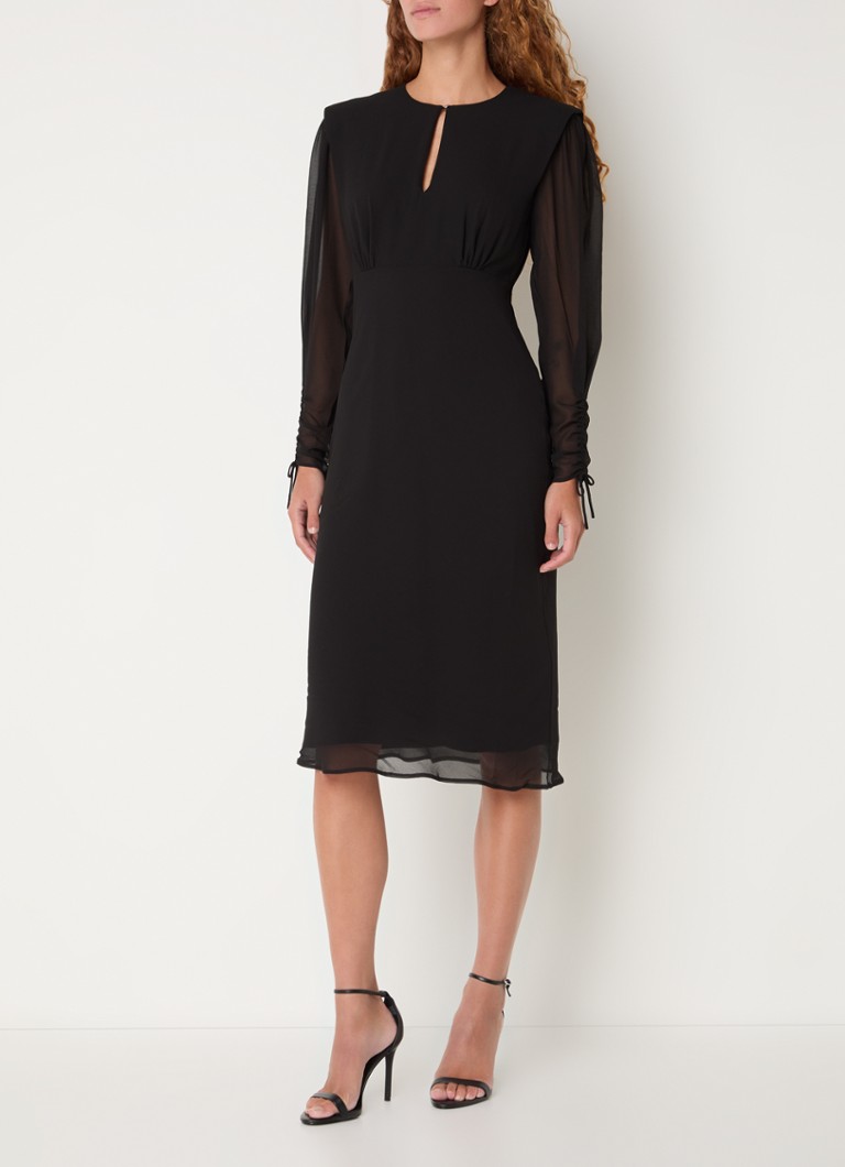 Vestido túnica midi semitransparente Denzal de HUGO BOSS con escote en forma de ojo de cerradura.
