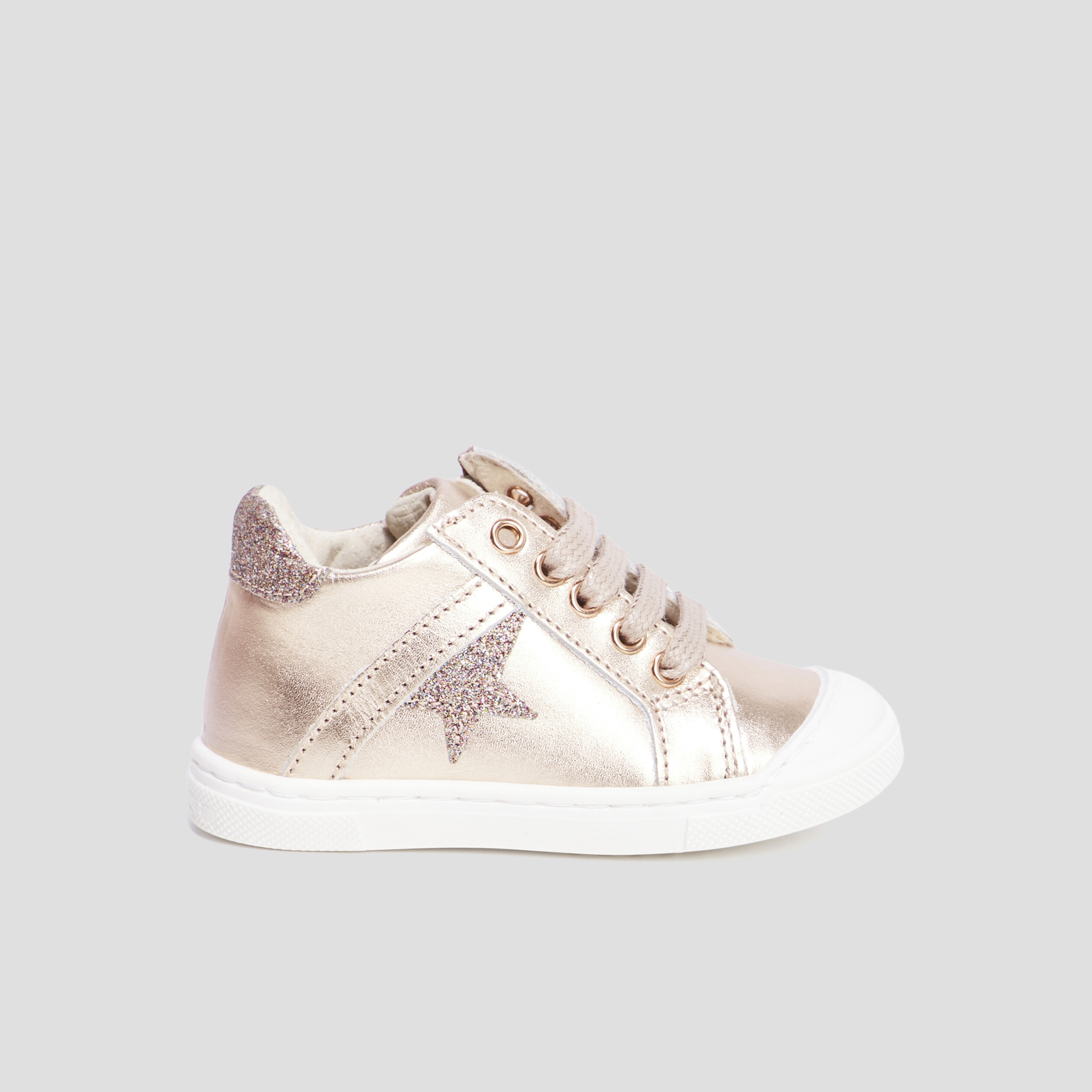 Bottillons métallisés en cuir rose champagne bébé fille | La Halle