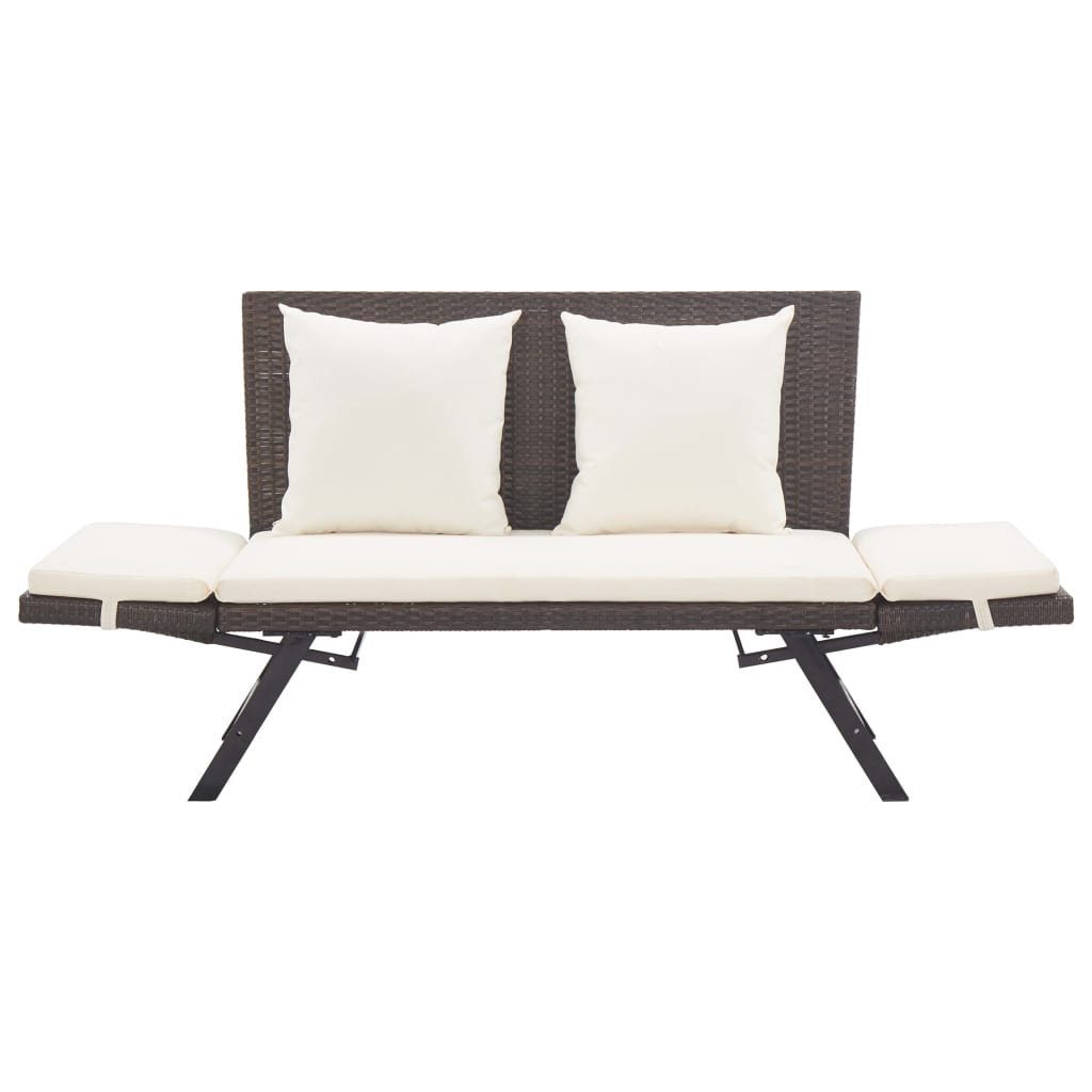 vidaXL Gartenbank Gartenbank mit Auflagen 176 cm Braun Poly Rattan (1-St)