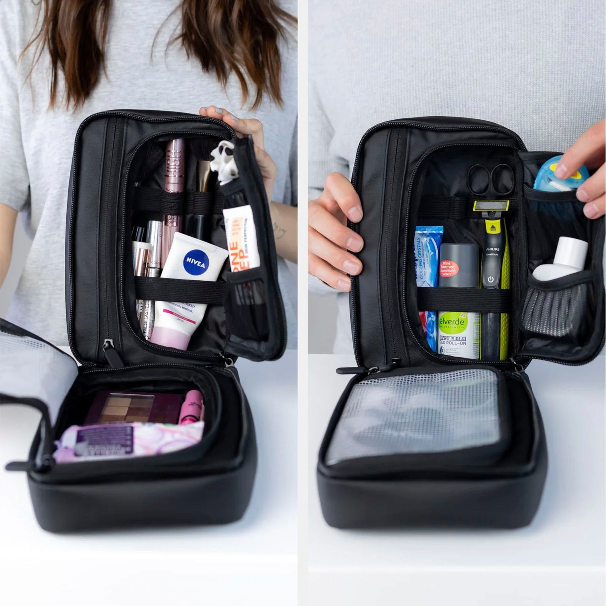 onemate Kulturbeutel Kulturtasche, schwarz
