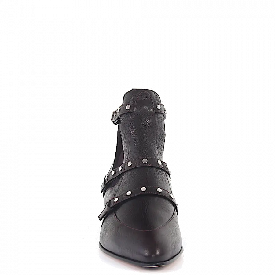 Jimmy Choo - Stiefeletten Kalbsleder Nieten bordeaux - rot