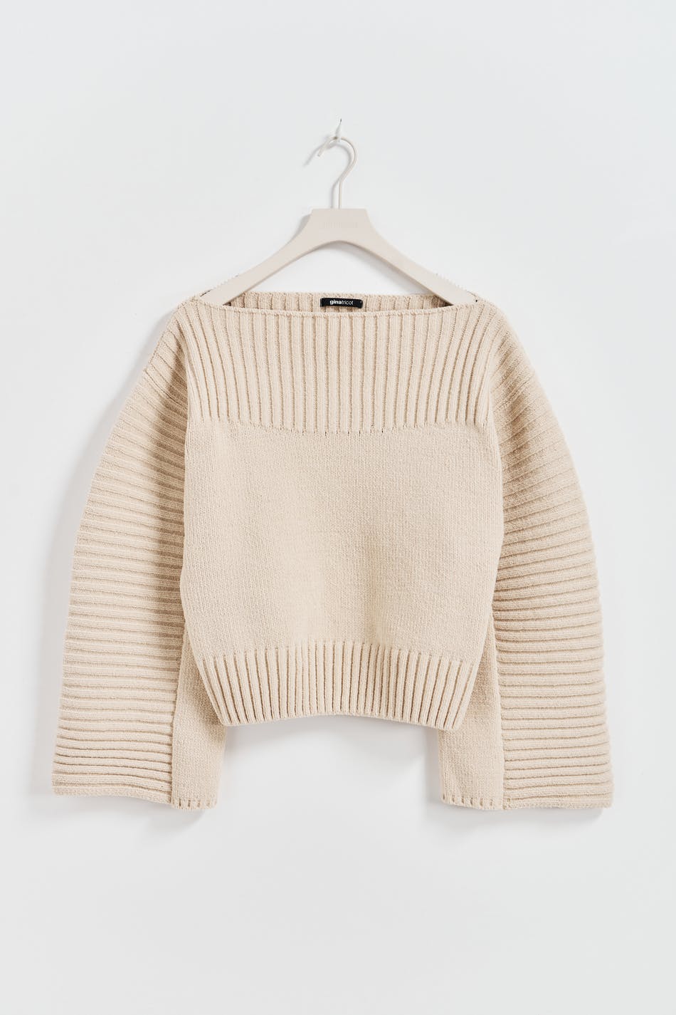 Rib boatneck knit sweater