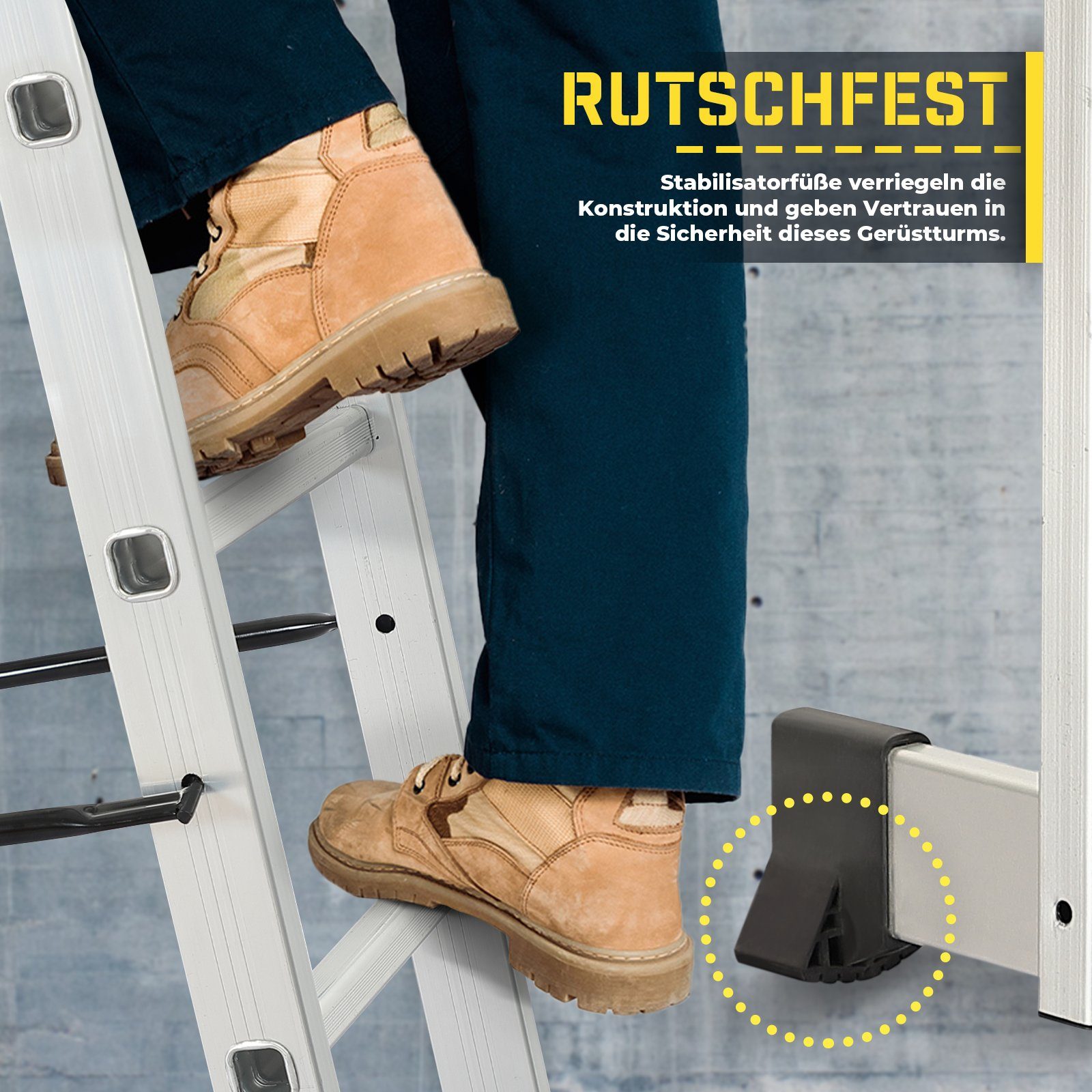 TIMBERTECH Gerüst Baugerüst- 4 in 1 Arbeitshöhe max 280 cm, bis zu 150 kg Belastbar