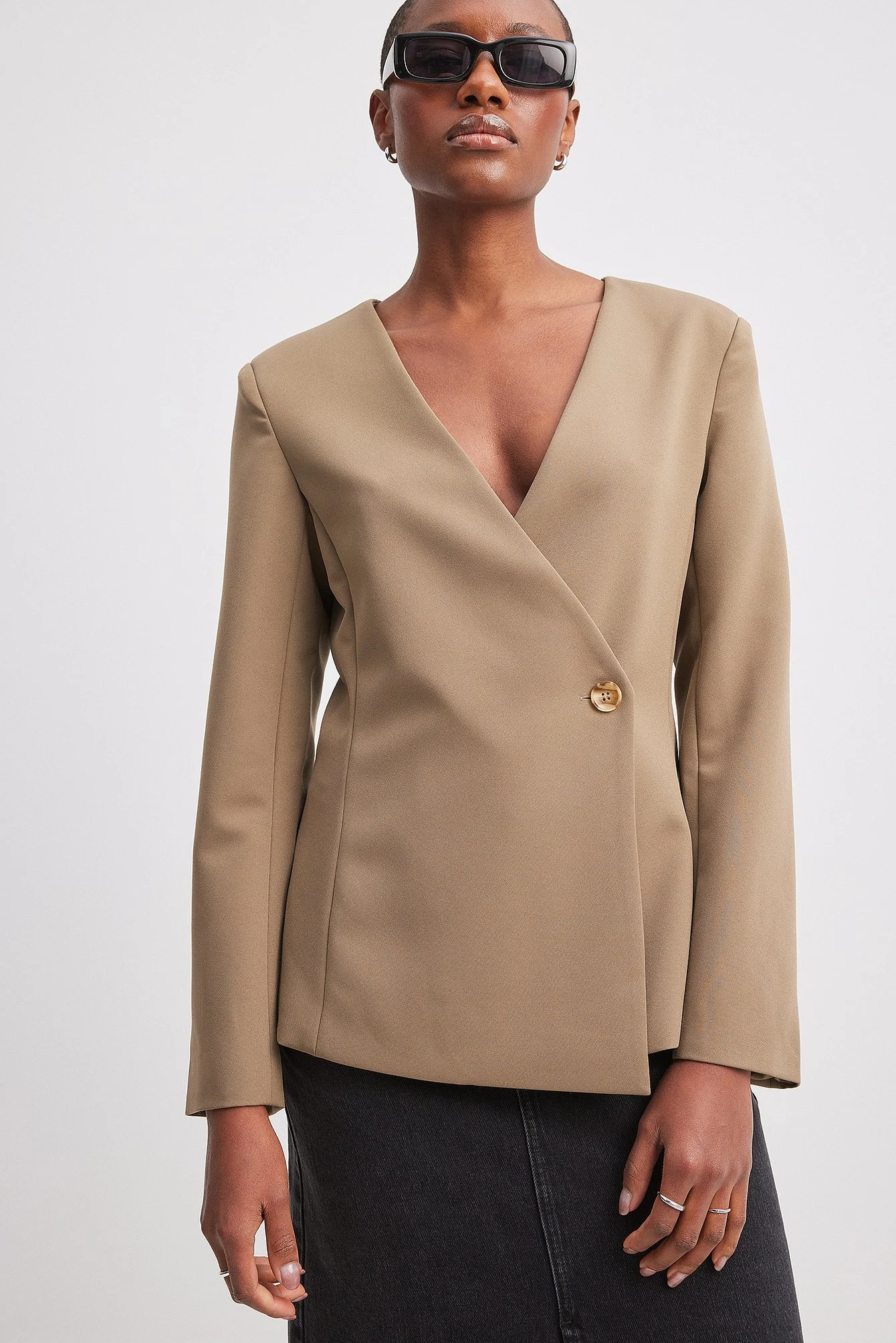 Taillierter Blazer ohne Revers