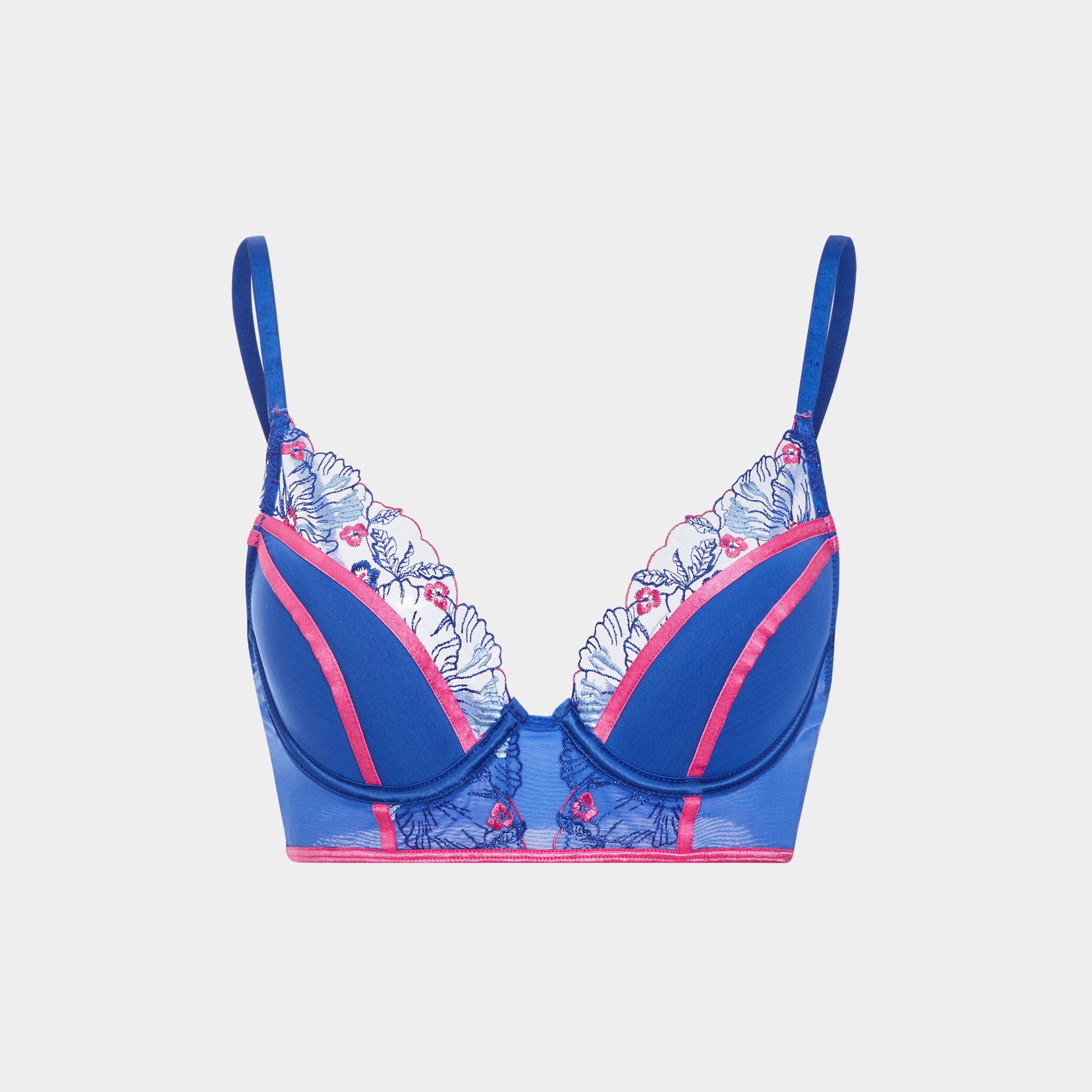 Soutien-gorge triangle avec broderie bleu electrique femme | La Halle