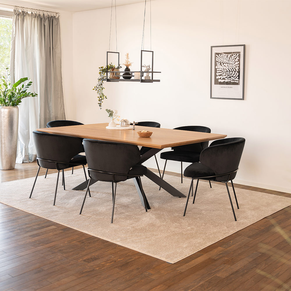 Home Deluxe HOME DELUXE Esstisch Eckig AVENCIA inkl. Sternfuß - 200 x 120 cm Light Oak
