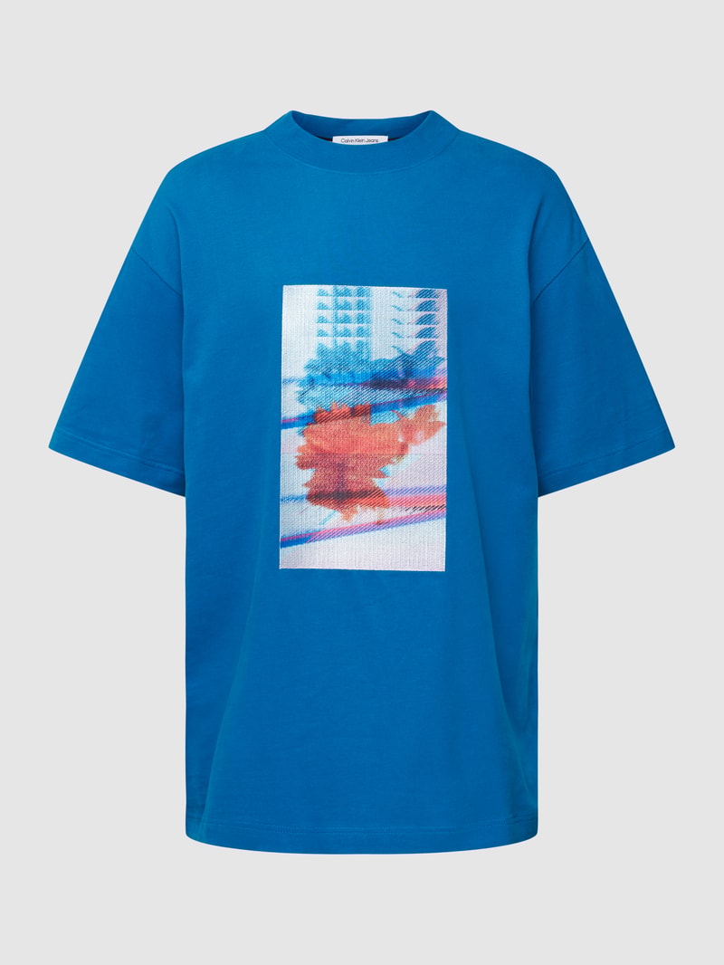 T-Shirt mit Motiv-Stitching Modell 'MOTION' in royalblau