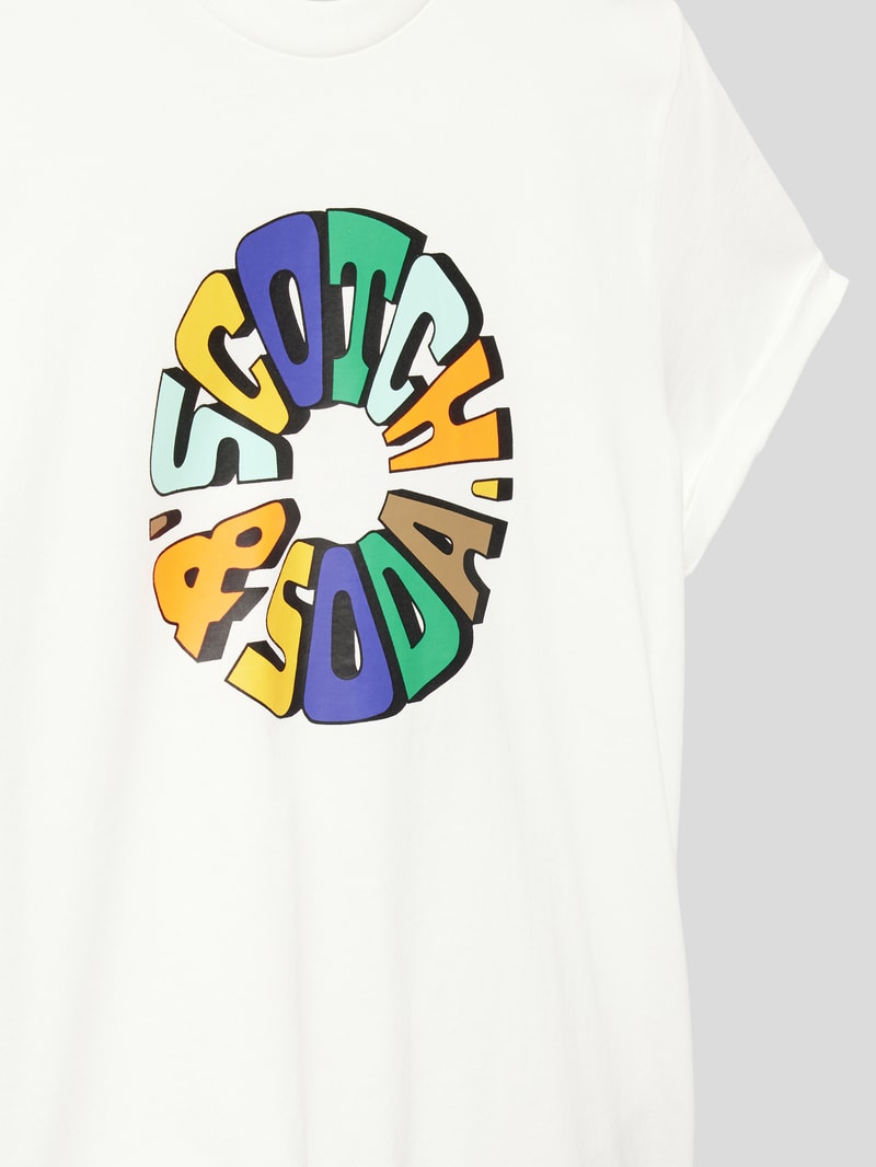 T-Shirt mit Label-Print Modell 'Skate' in offwhite