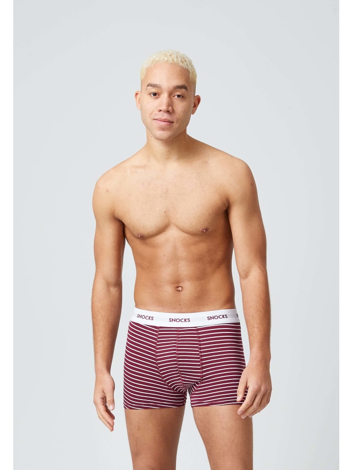 SNOCKS Boxershorts aus Bio-Baumwolle 6 Stück in Rote Streifen günstig kaufen