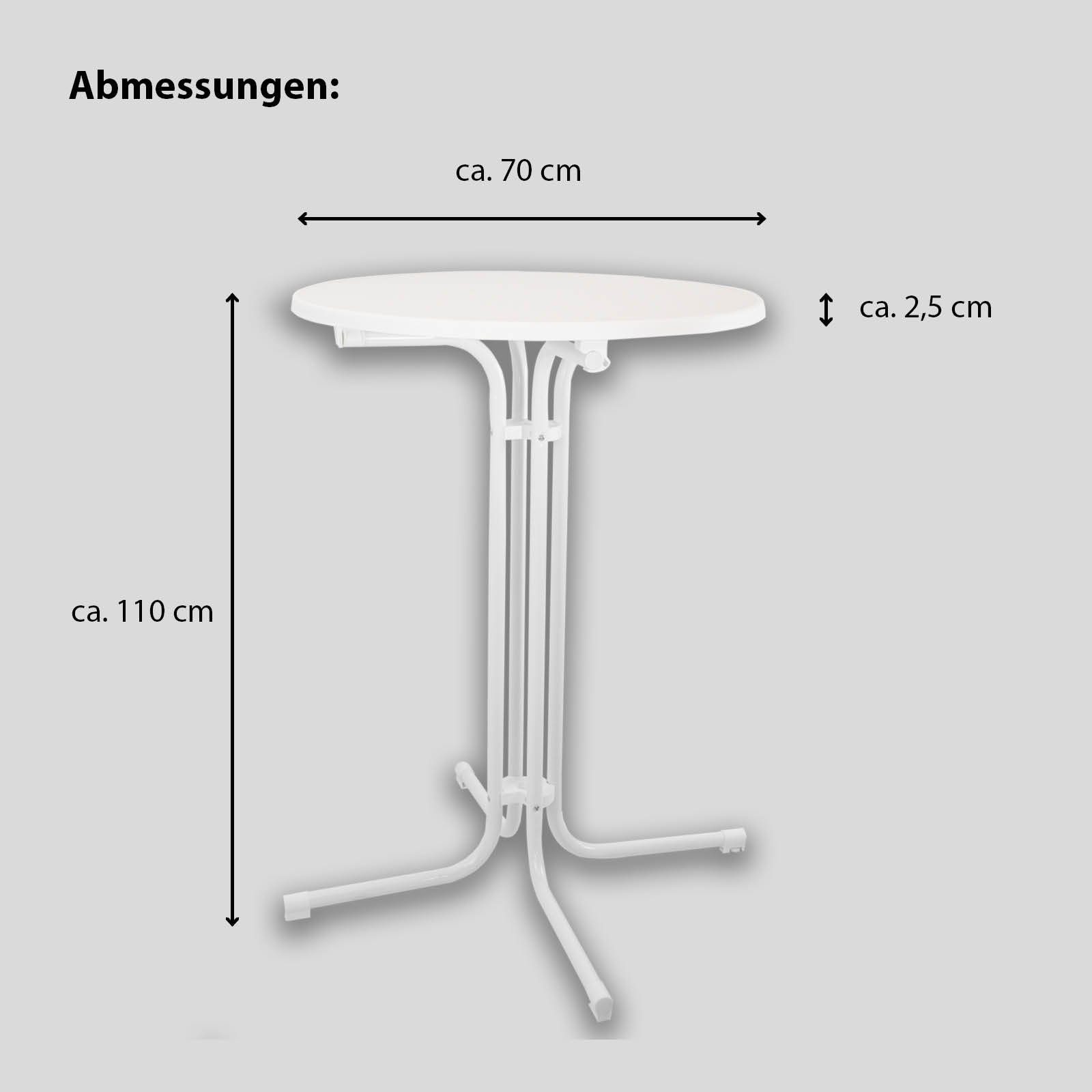 TRUTZHOLM Stehtisch Ø 70 cm Höhe 110 cm Stahl Gastrotisch Partytisch Bistrotisch klappbar (1er)