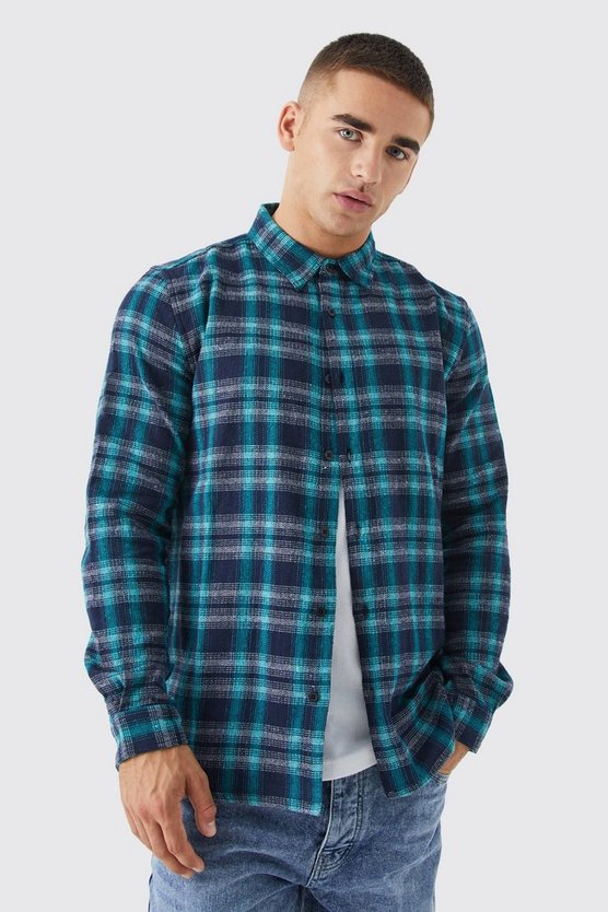 Langärmliges kariertes Flannel Overshirt