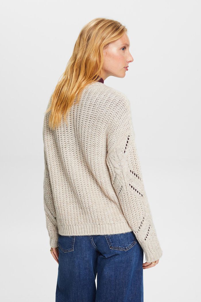 Offenmaschiger Strick-Cardigan aus Wollmix