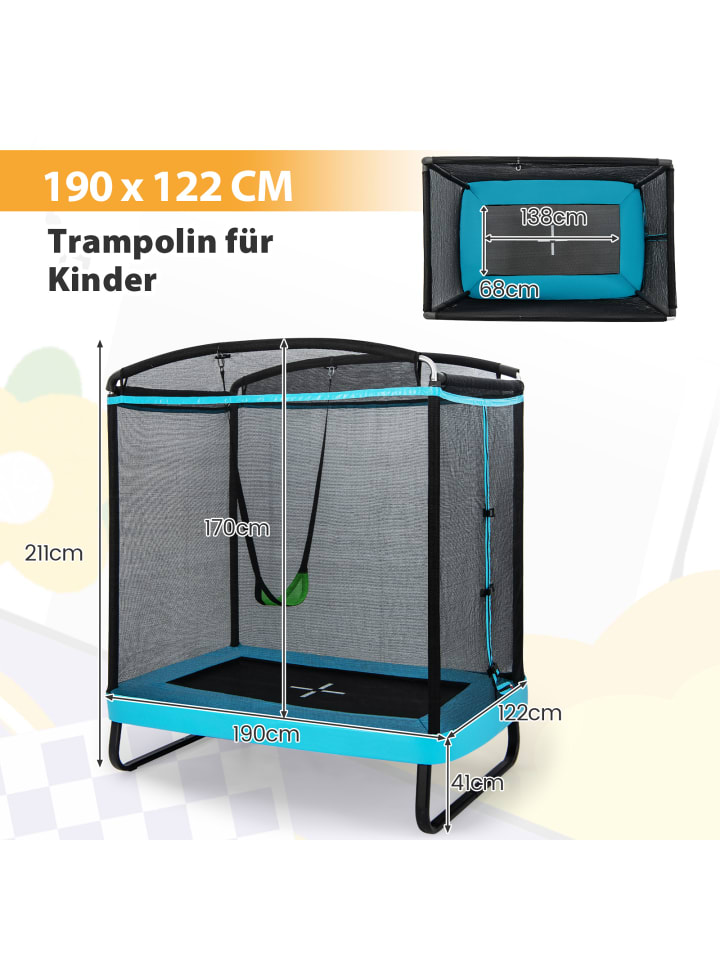 COSTWAY 2 in 1 Trampolin in Blau günstig kaufen 210 cm