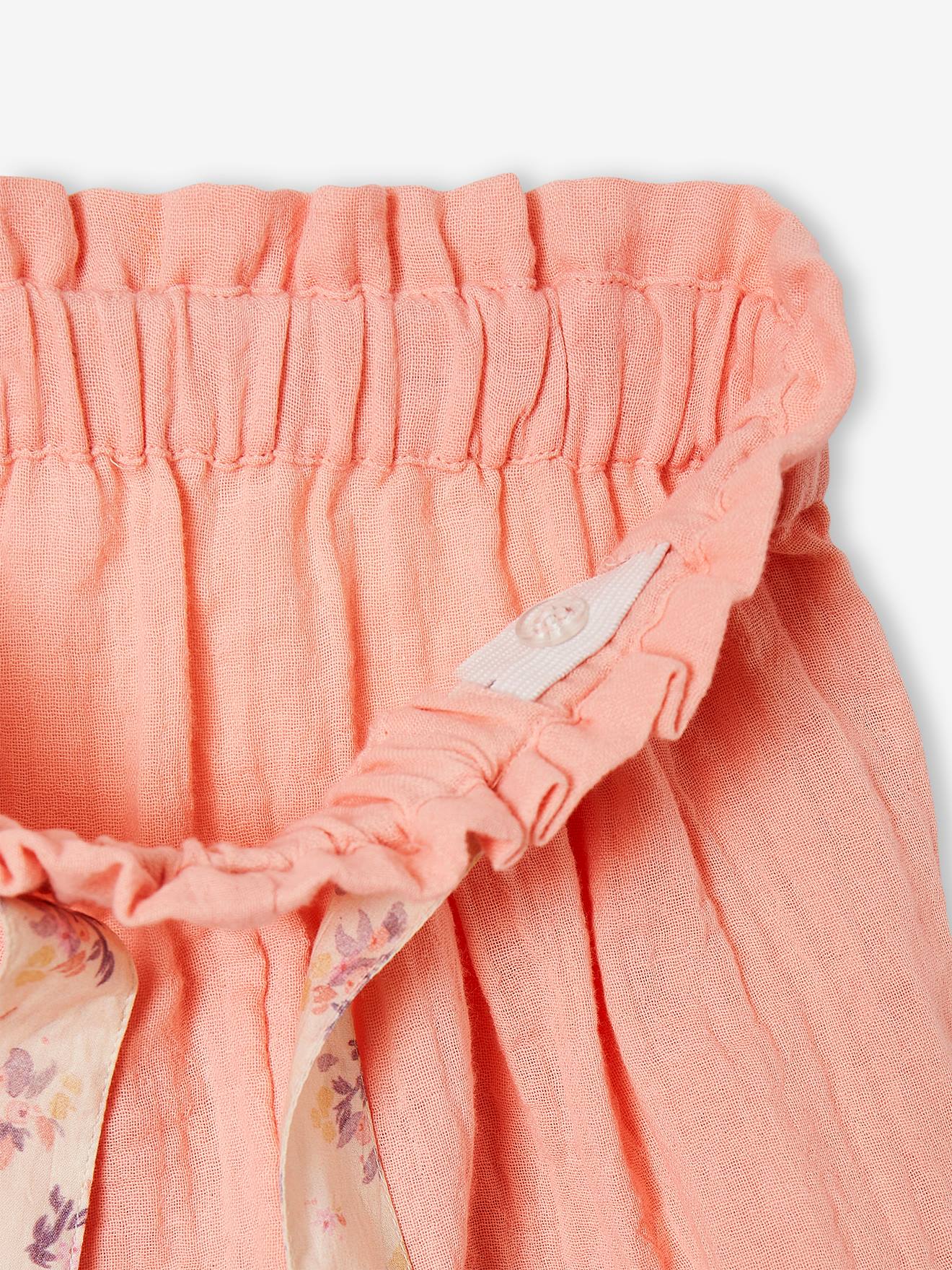 Vertbaudet Mädchen Shorts mit Bogenkante, Musselin - blau bedruckt