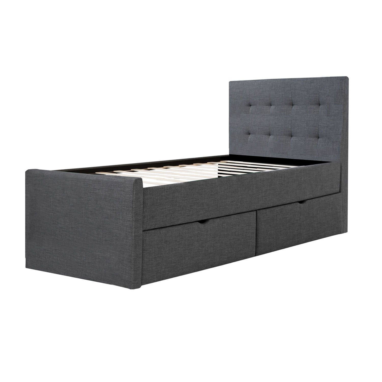 Homestyle4u Polsterbett Doppelbett Stoffbett Bettgestell mehrere Größen Lattenrost anthrazit
