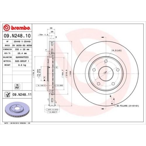 09.N248.11 BREMSSCHEIBE BREMBO VA  VP1 - ATU