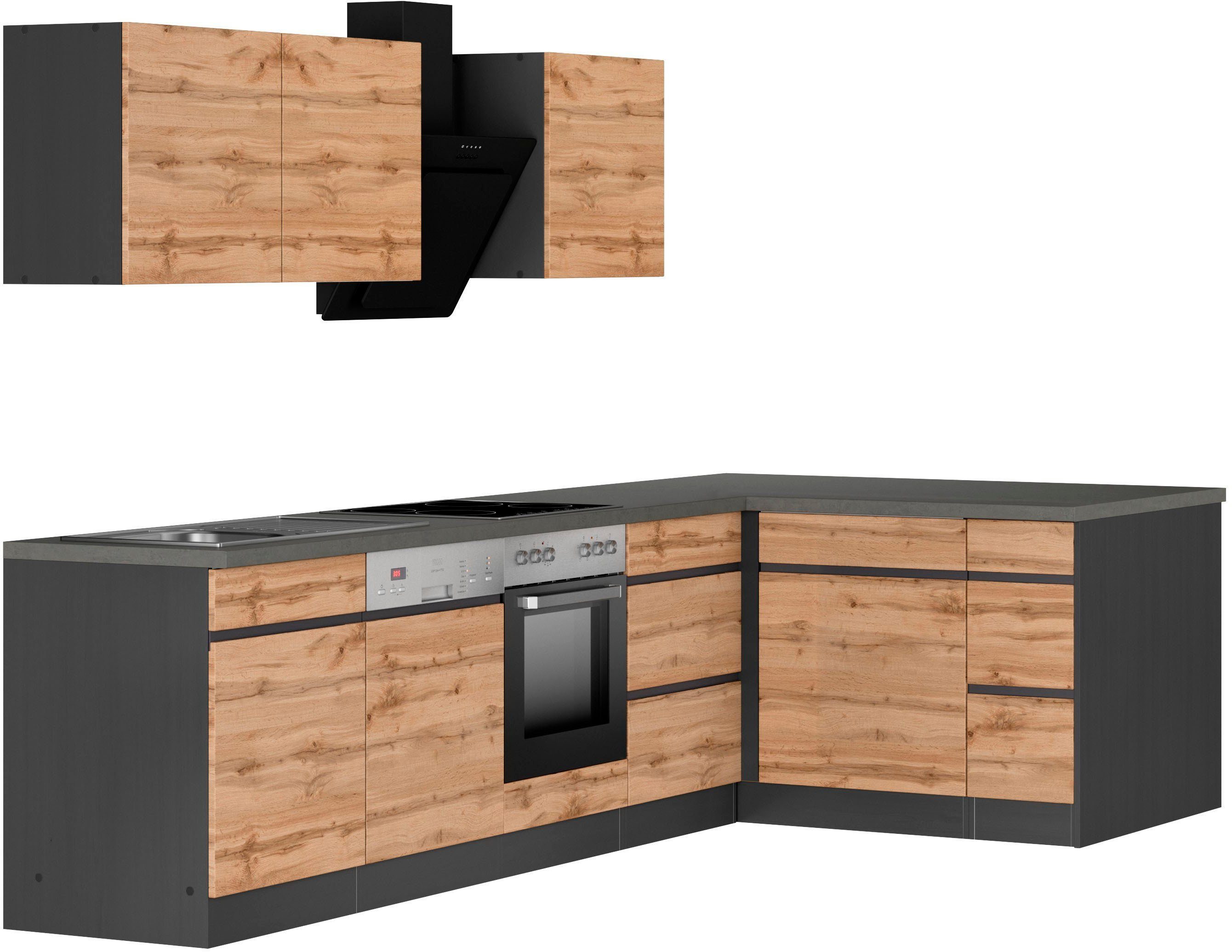 HELD MÖBEL Küche Riesa, Stellbreite 340x150 cm, wahlweise mit oder ohne E-Geräte