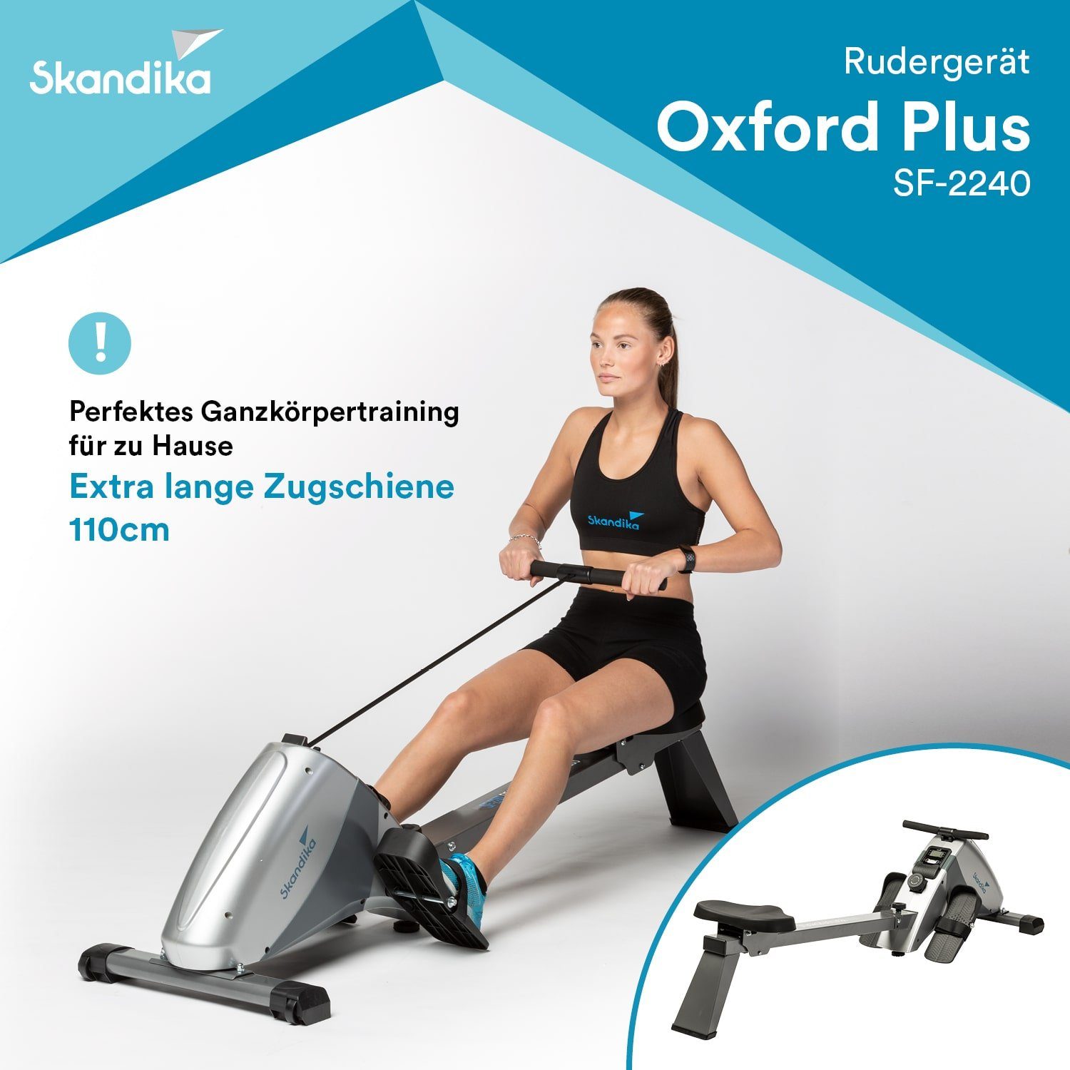 Skandika Rudergerät Regatta Oxford Pro Plus, Rudermaschine für Zuhause mit 10 Widerstandsstufen