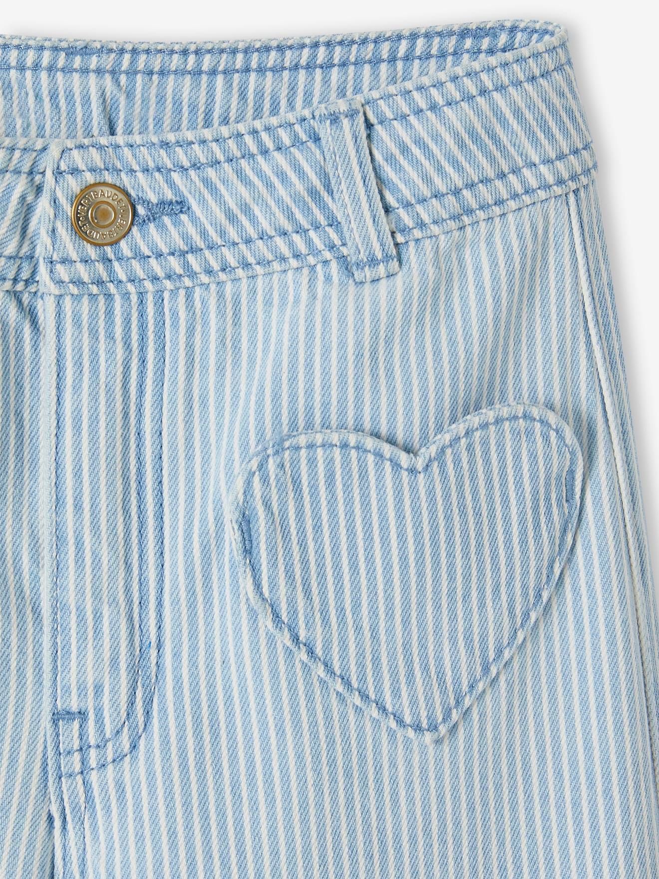 Vertbaudet Weite Mädchen 3/4-Hose - blau gestreift
