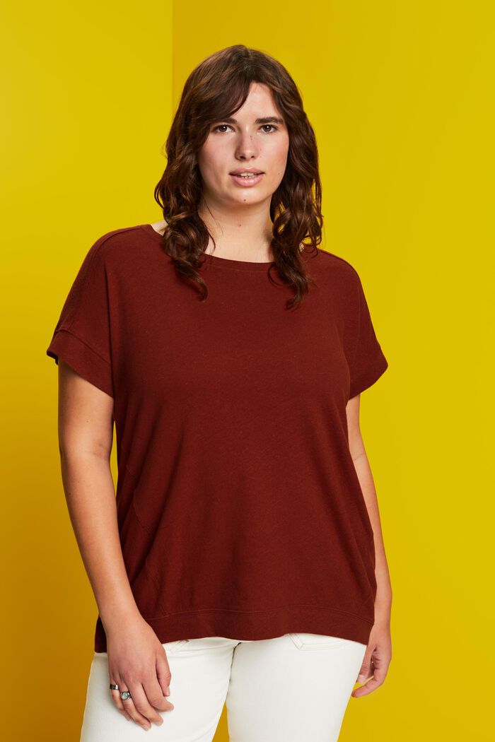 CURVY T-Shirt aus Baumwolle-Leinen-Mix