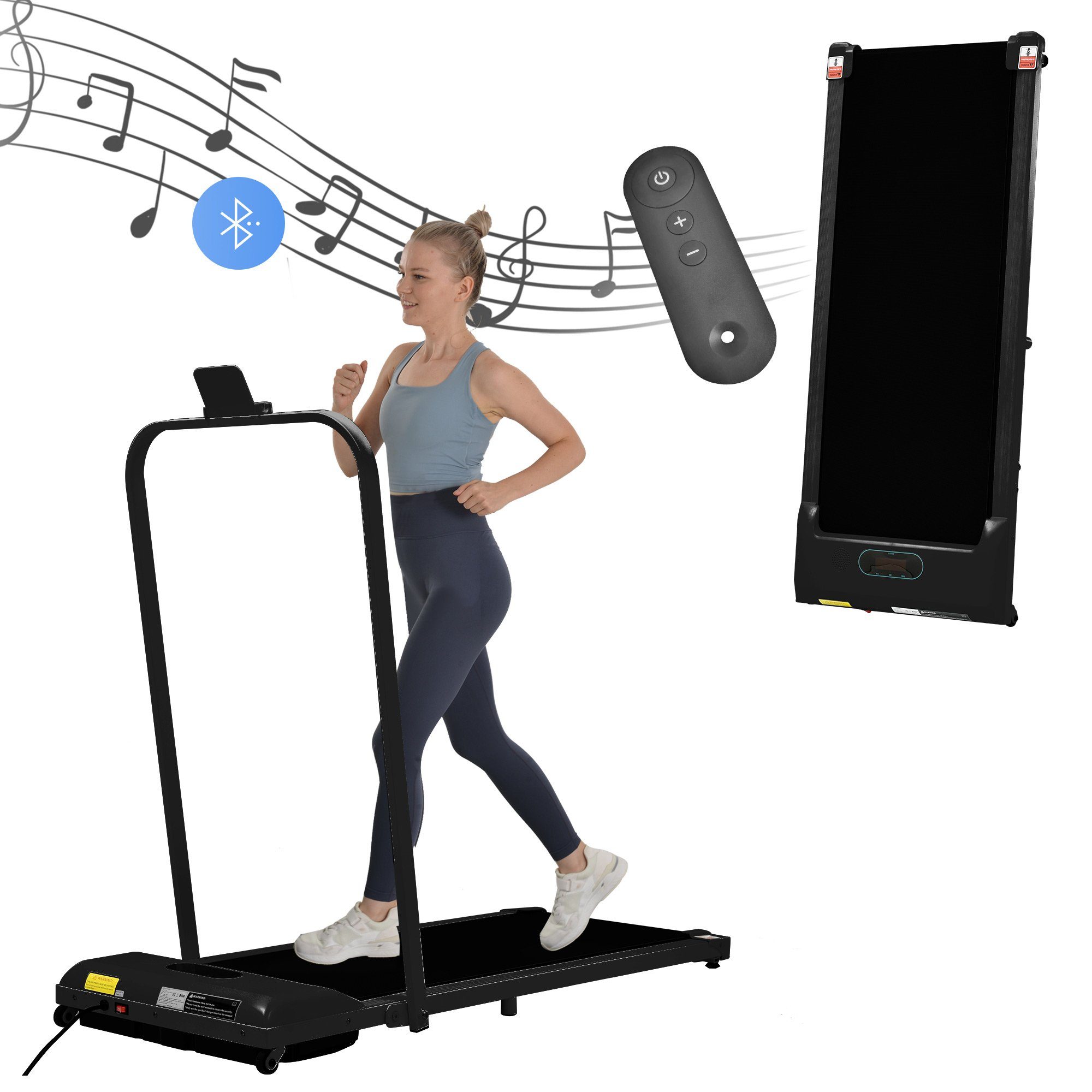 Gotagee Laufband 2 in 1 Heim-Laufband mit Fernbedienun Büro Laufband mit Bluetooth+LED