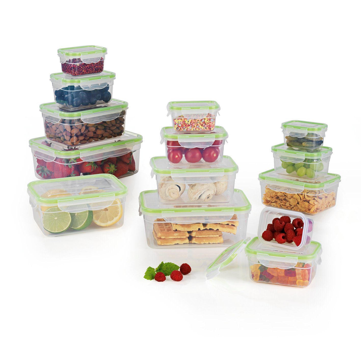 GOURMETmaxx Frischhaltedose Lunchbox tropfsicher, einfrieren, aufbewahren, (14er Set, 28-tlg), 4x 200ml; 4x 500ml; 4x 1100ml; 2x 2100ml