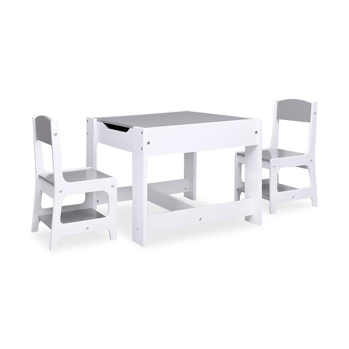 Kindertisch mit 2 Stühlen Weiß MDF Kindermöbelset