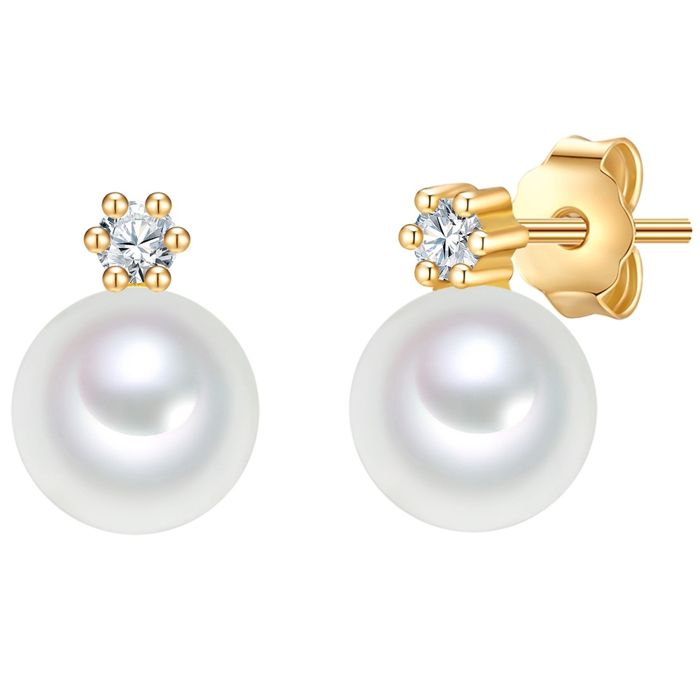 Valero Pearls Boucles doreilles Argent sterling Oxyde de zirconium (CZ) Perle de culture d'eau  Boucles d'oreilles