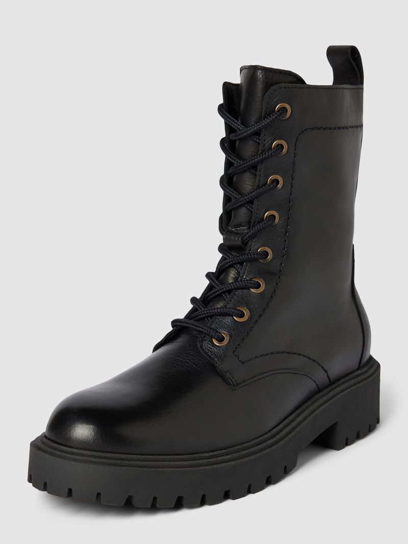Boots mit Schnürung und profilierter Sohle in schwarz