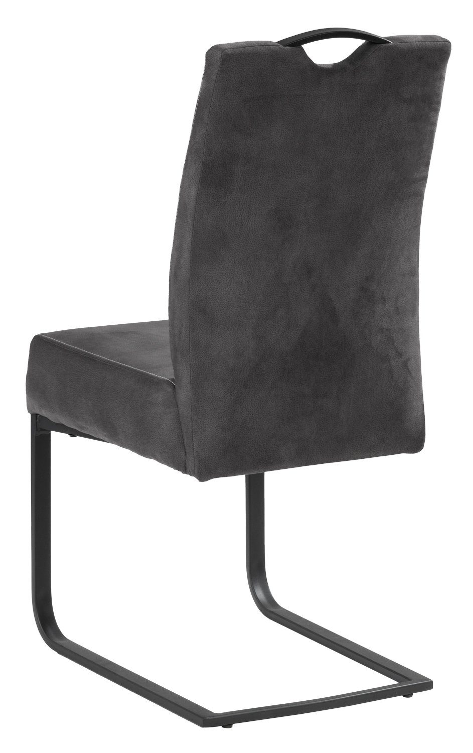 Freischwinger Schwingstuhl INES, Dunkelgrau, Schwarz, (1 Stück), Mikrofaserbezug, Metallgestell, mit Griff am Rücken