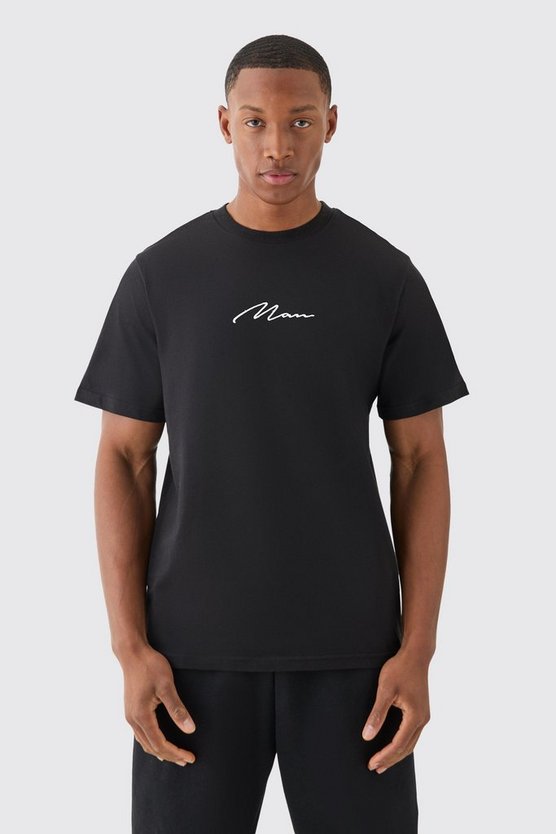 Besticktes Man Signature T-Shirt