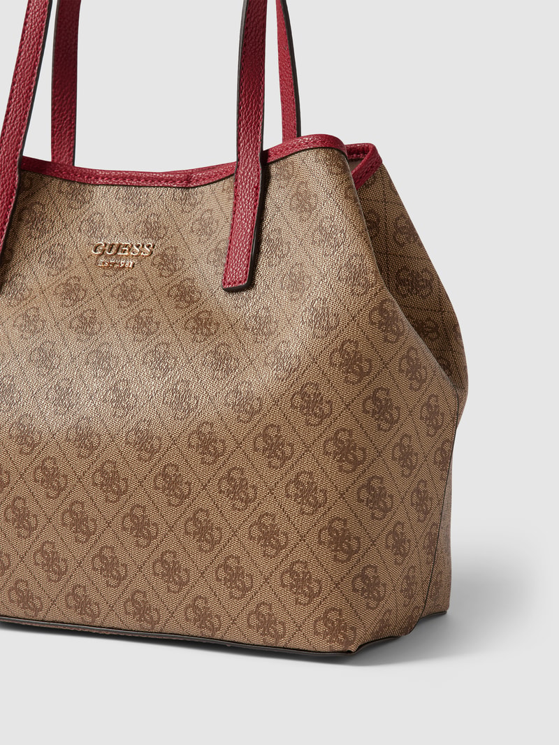 Tote Bag mit Allover-Logo Modell 'VIKKY' in hellbraun