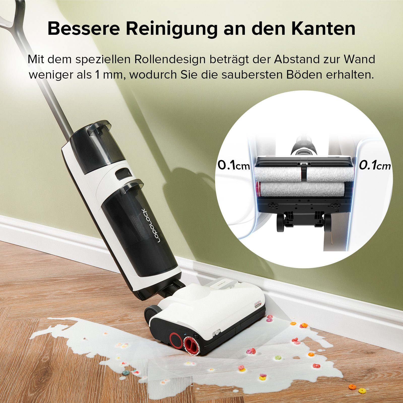 Roborock Nass-Trocken-Akkusauger Dyad Pro, 260 W, 17000pa, Automatische Trocknung & Selbstreinigend Wischsauger mit APP-Steuerung, Doppelbürste, Doppelte Wassertanks für Harte Böden