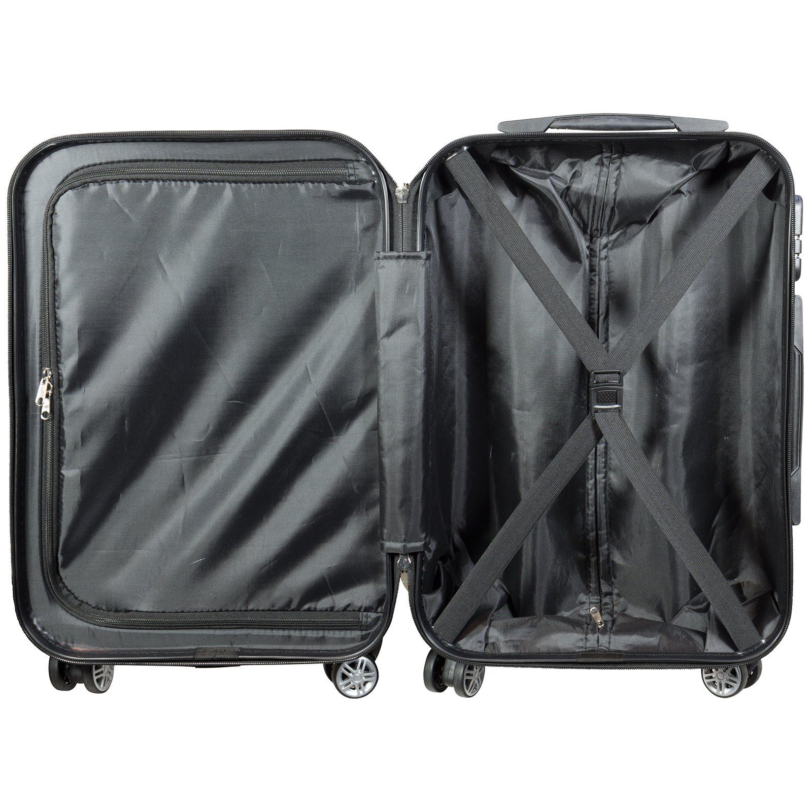 Trendyshop365 Hartschalen-Trolley Union Jack, bunter Koffer mit London-Motiv, 3 Größen, 4 Rollen, Zahlenschloss, Polycarbonat, Dehnfalte