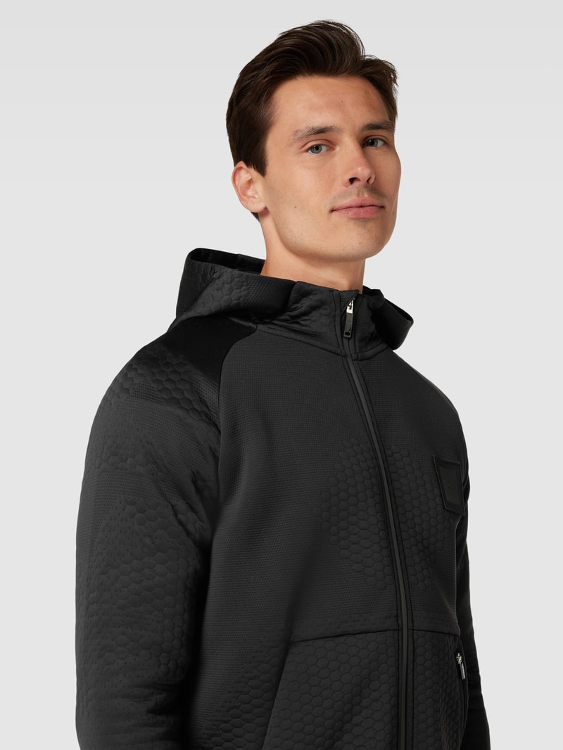 Sweatjacke mit Strukturmuster Modell 'Savion' in schwarz