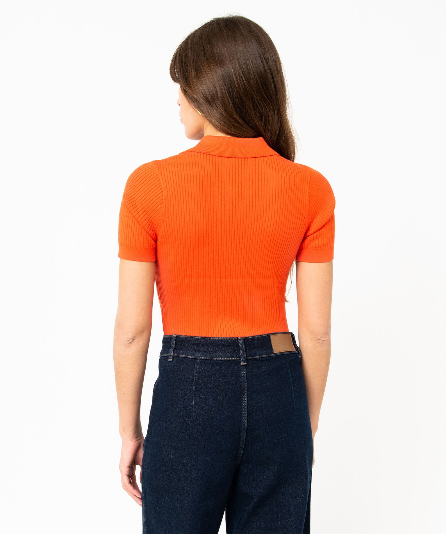 Pull à manches courtes et col V femme rouge | GEMO