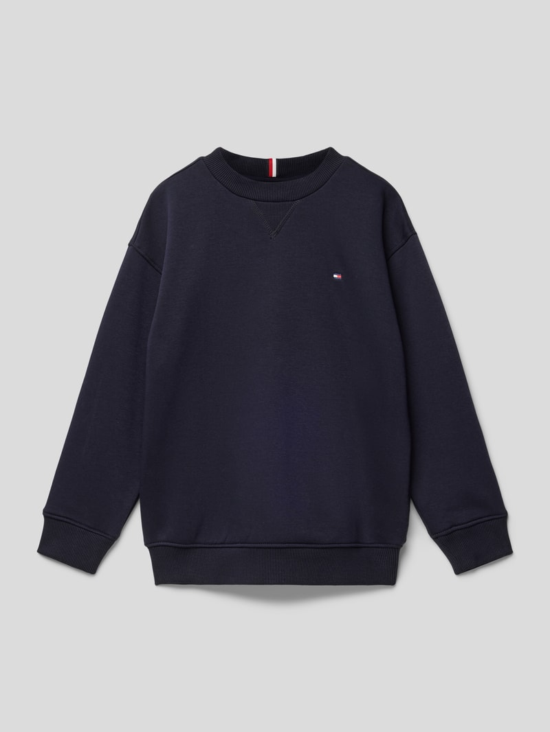 Sweatshirt mit Label-Stitching in marineblau