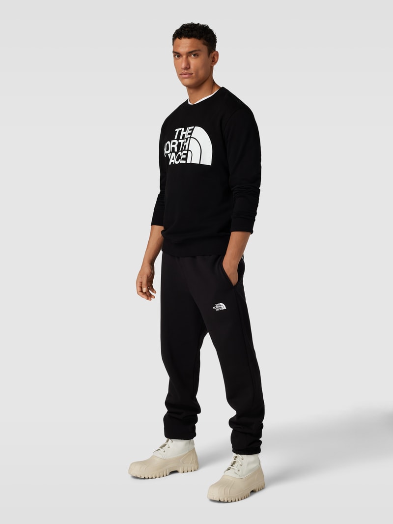 Sweatshirt mit Label-Print und Rundhalsausschnitt in schwarz