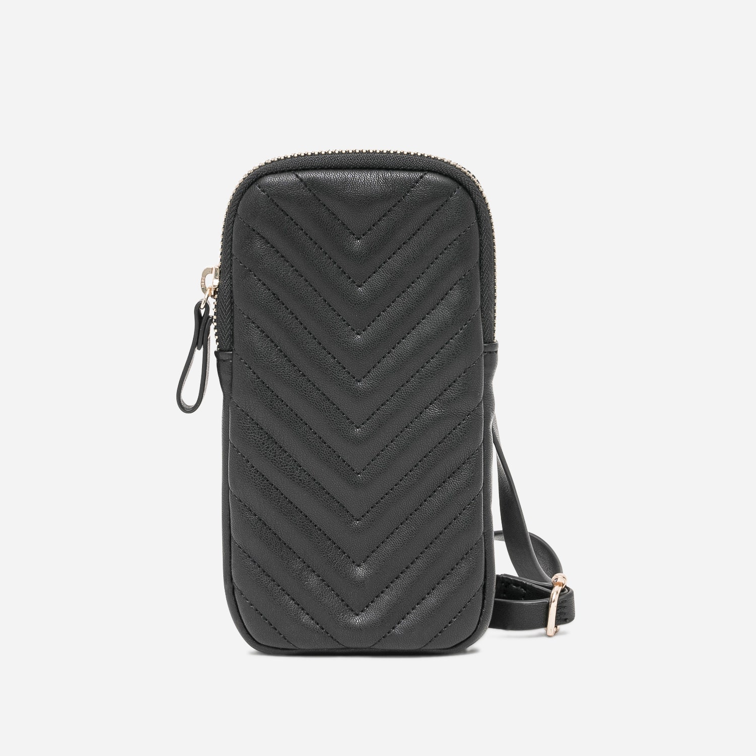 Pochette à téléphone TEXTO noire matelassée