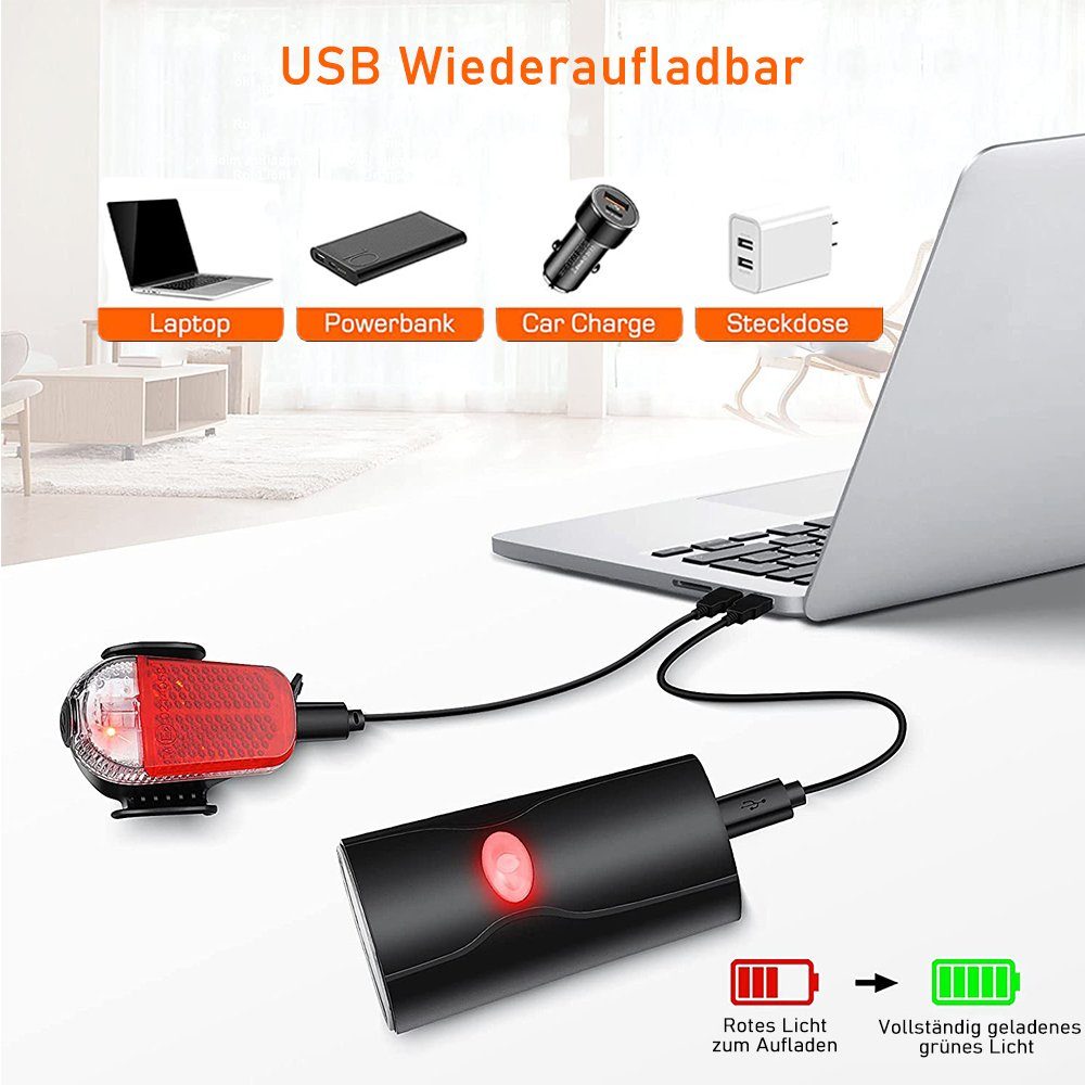 zggzerg Fahrradbeleuchtung LED Fahrradlicht Set,STVZO Zugelassen Fahrradbeleuchtung USB Aufladbar