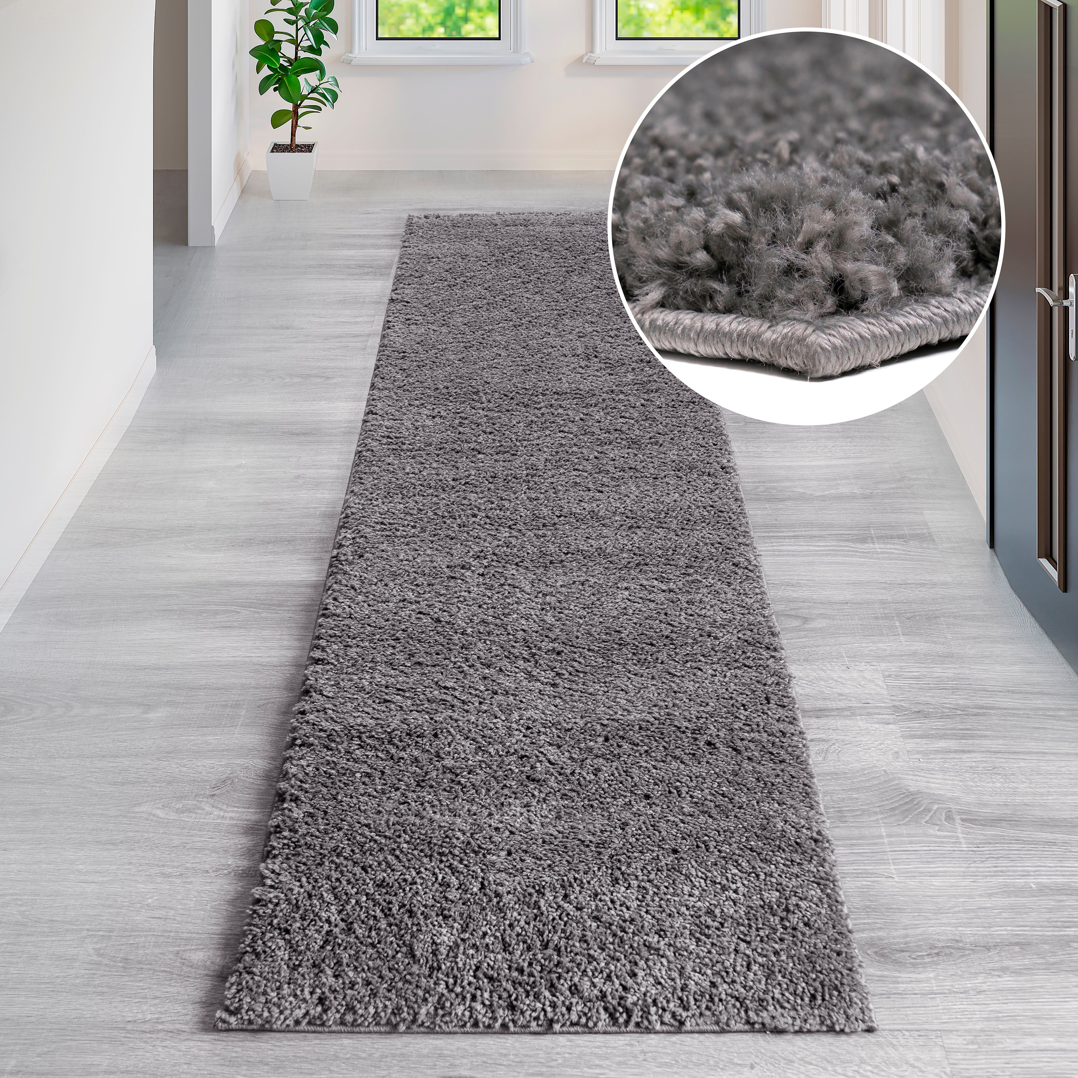 Läufer Shaggy 30, Home affaire, rechteckig, Höhe: 30 mm, Teppich-Läufer, Brücke, Uni-Farben, besonders weich und kuschelig