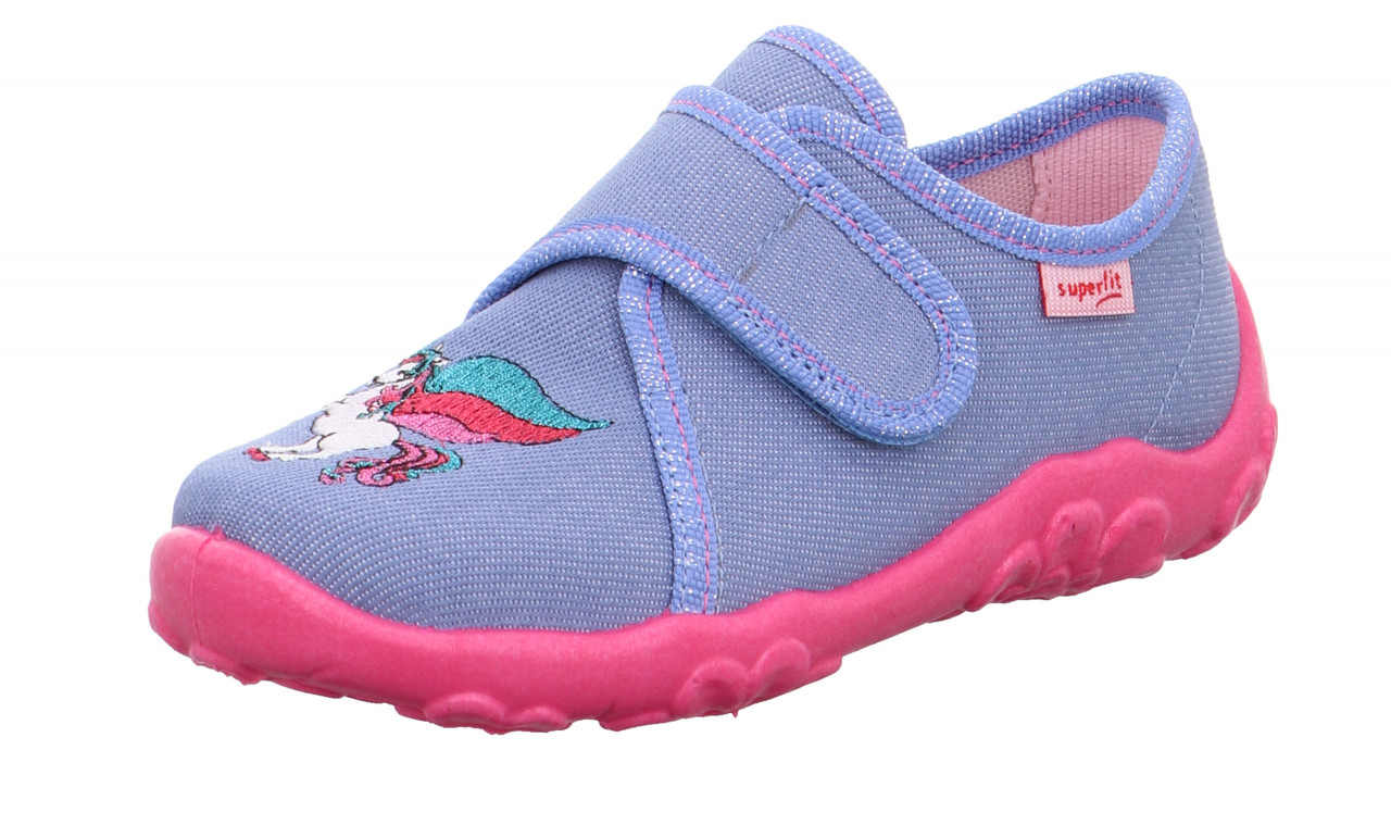 BONNY - Blau/Pink Hausschuh mit Klettverschluss