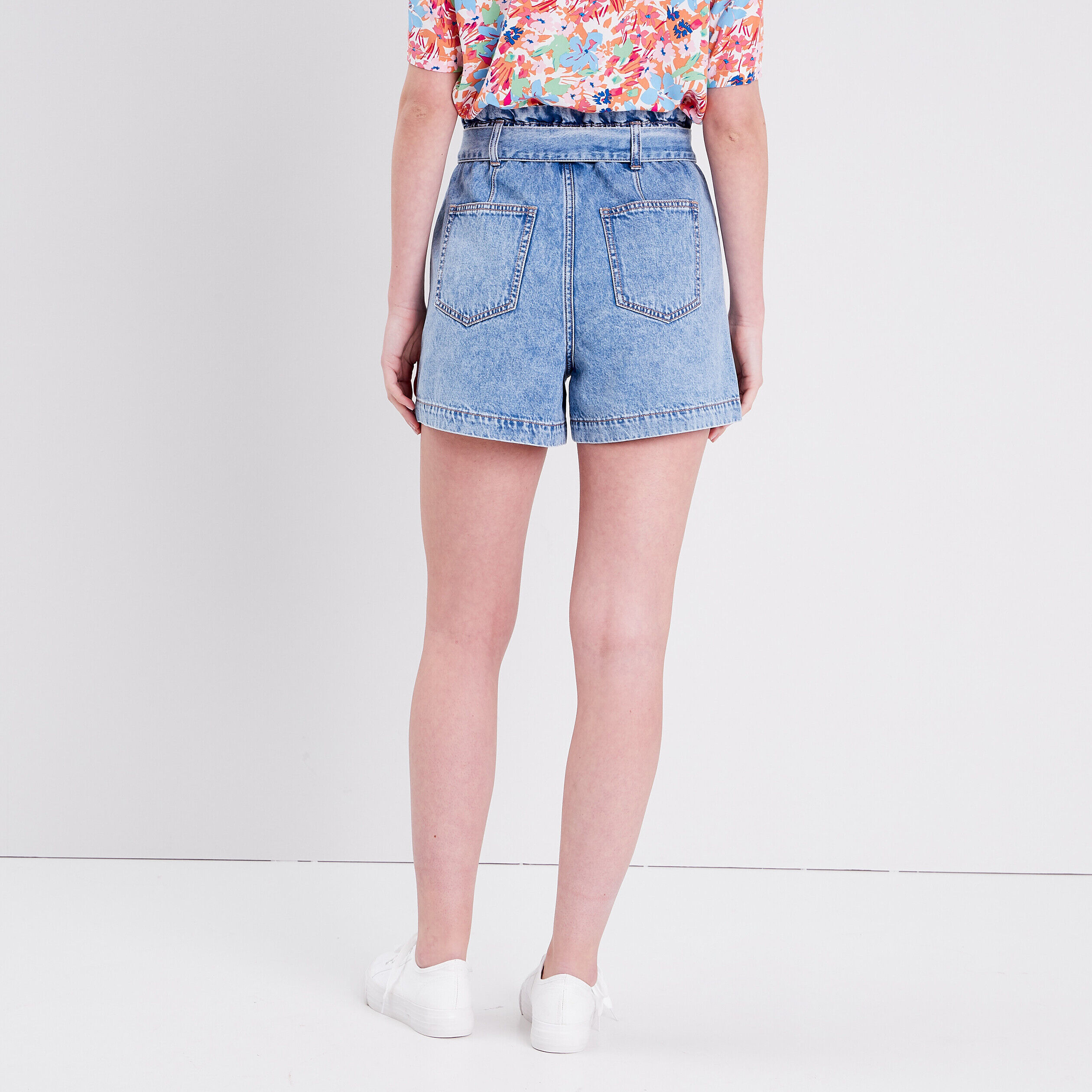 Short ceinturé denim double stone femme | Cache Cache